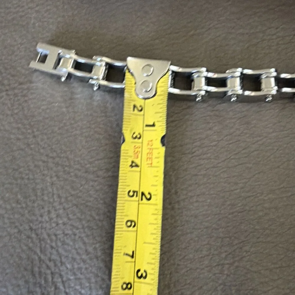 Mad Man Men’s Stainless Steel Link Cuff Bracelet Industrial Chain NIB 8.75”